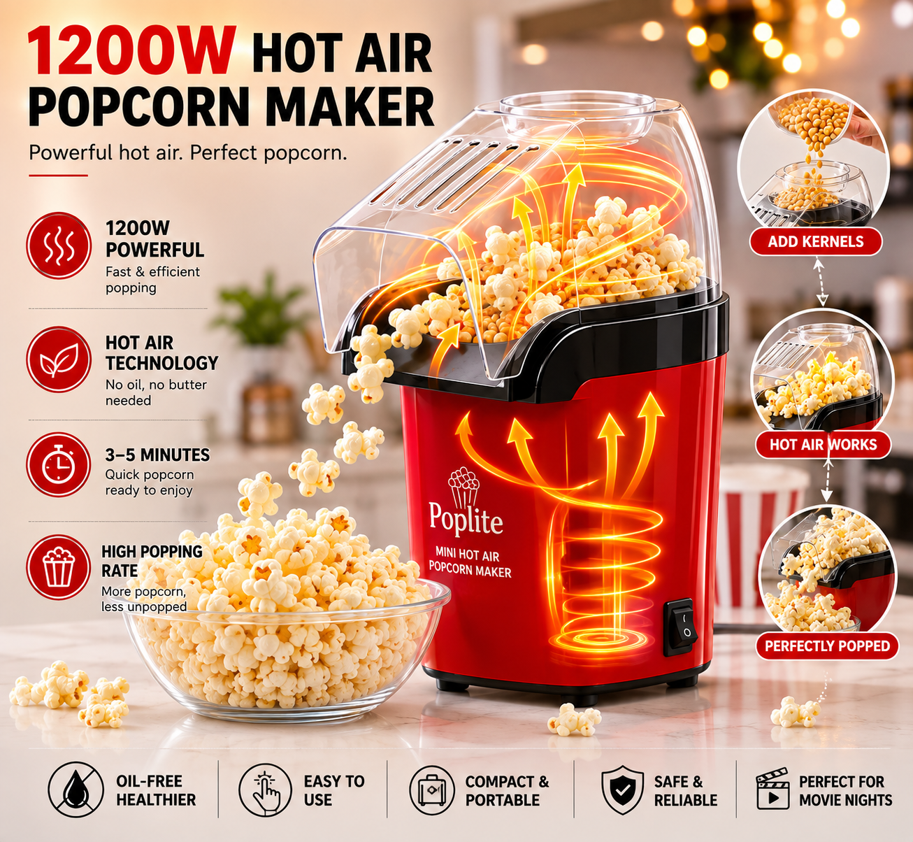Pop Burst Luxe Mini Popcorn Maker | Now ₹1,999 + Free Cash on Delivery
