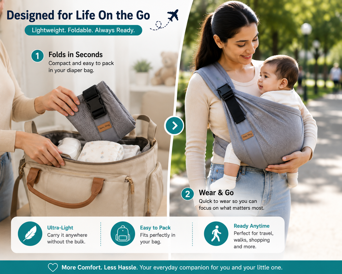 CushionGlide Ergonomic Sling Carrier | Now ₹999 + Free Cash on Delivery