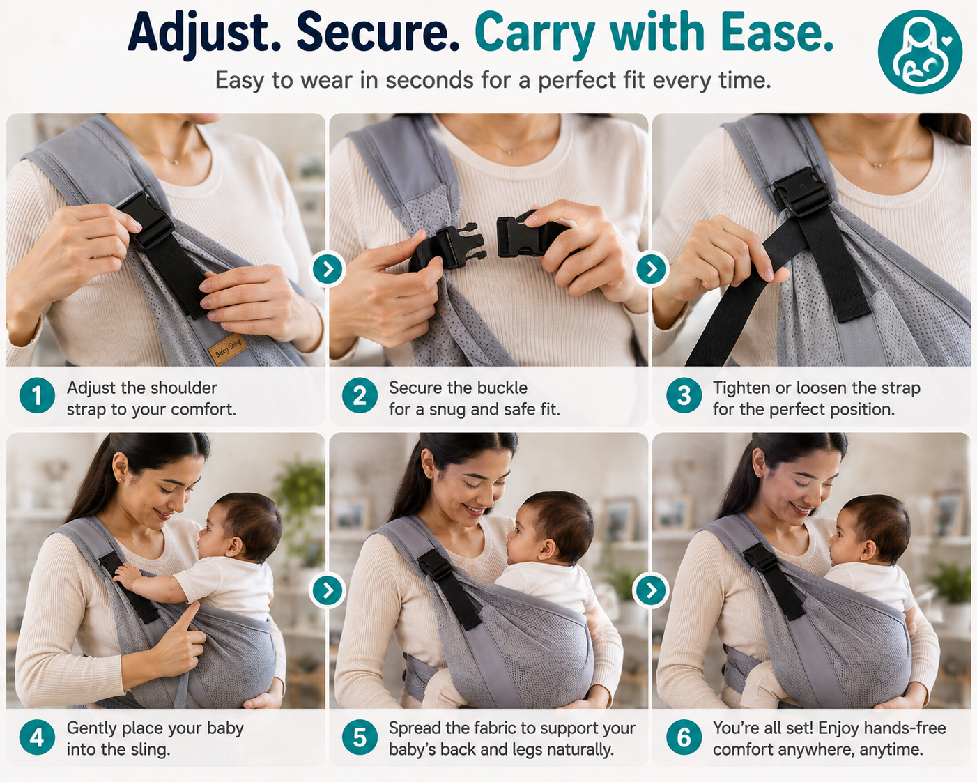 CushionGlide Ergonomic Sling Carrier | Now ₹999 + Free Cash on Delivery