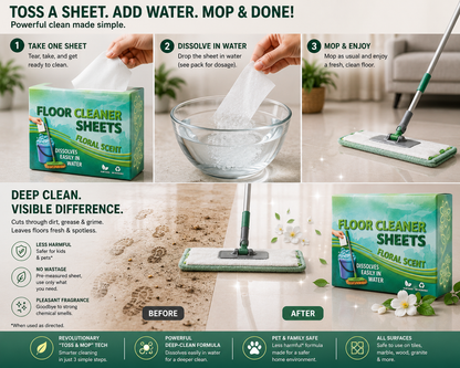 Clean Floor Luxe Dissolving Sheets (30 Pack) | Now ₹499 + Free Cash on Delivery