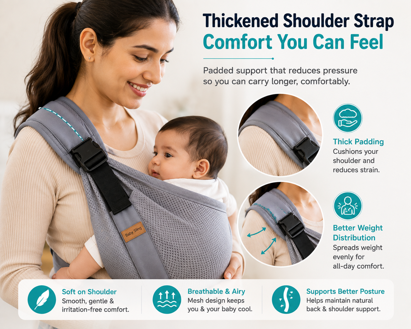 CushionGlide Ergonomic Sling Carrier | Now ₹999 + Free Cash on Delivery