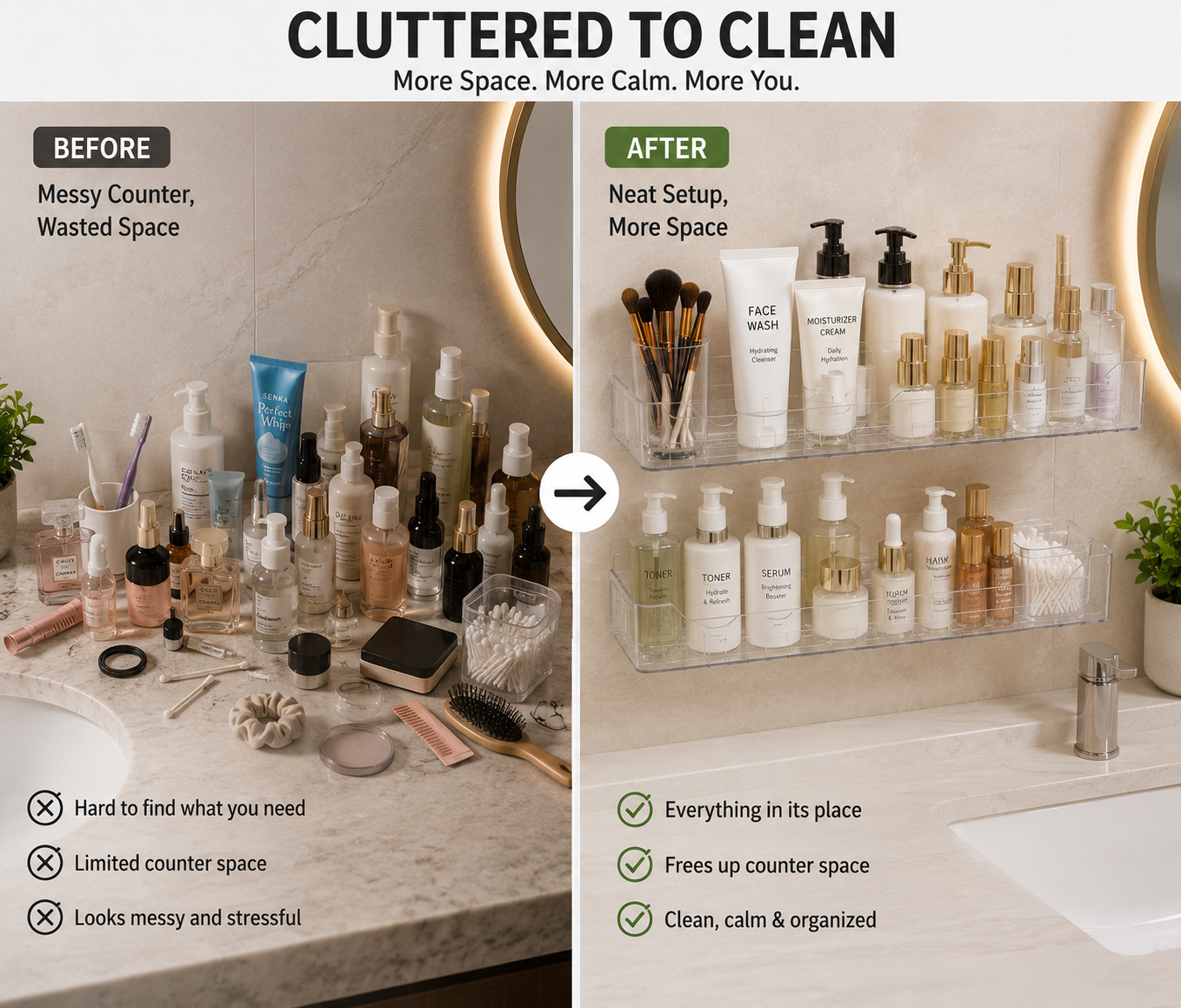 AquaLuxe Vanity Shelves  | Buy 1 Get 1 FREE