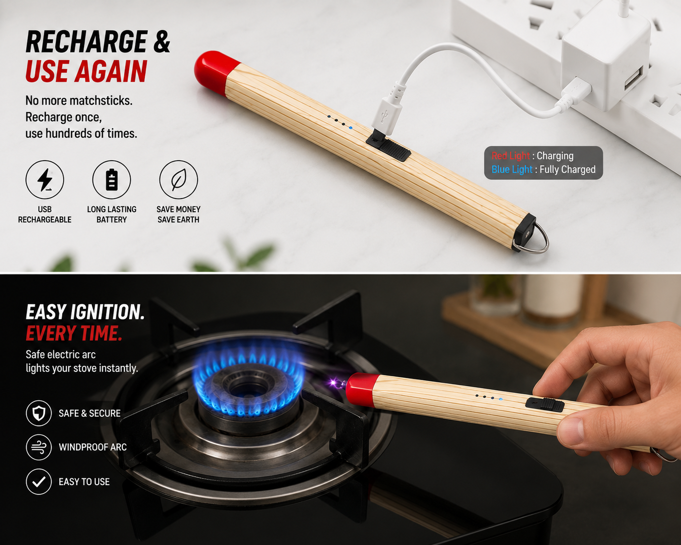 MatchStick Pro Arc Lighter | Flat ₹1199 + FREE Cash on Delivery