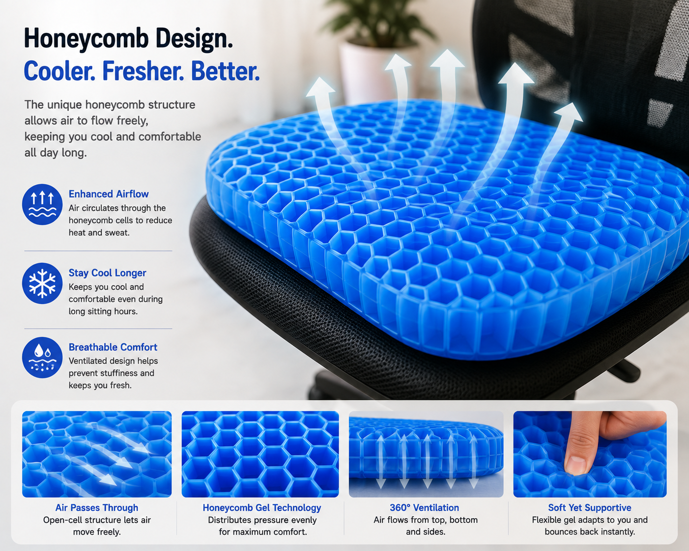LuxeGel Spine-Align Seat Cushion | Now ₹1,199 + Free Cash on Delivery