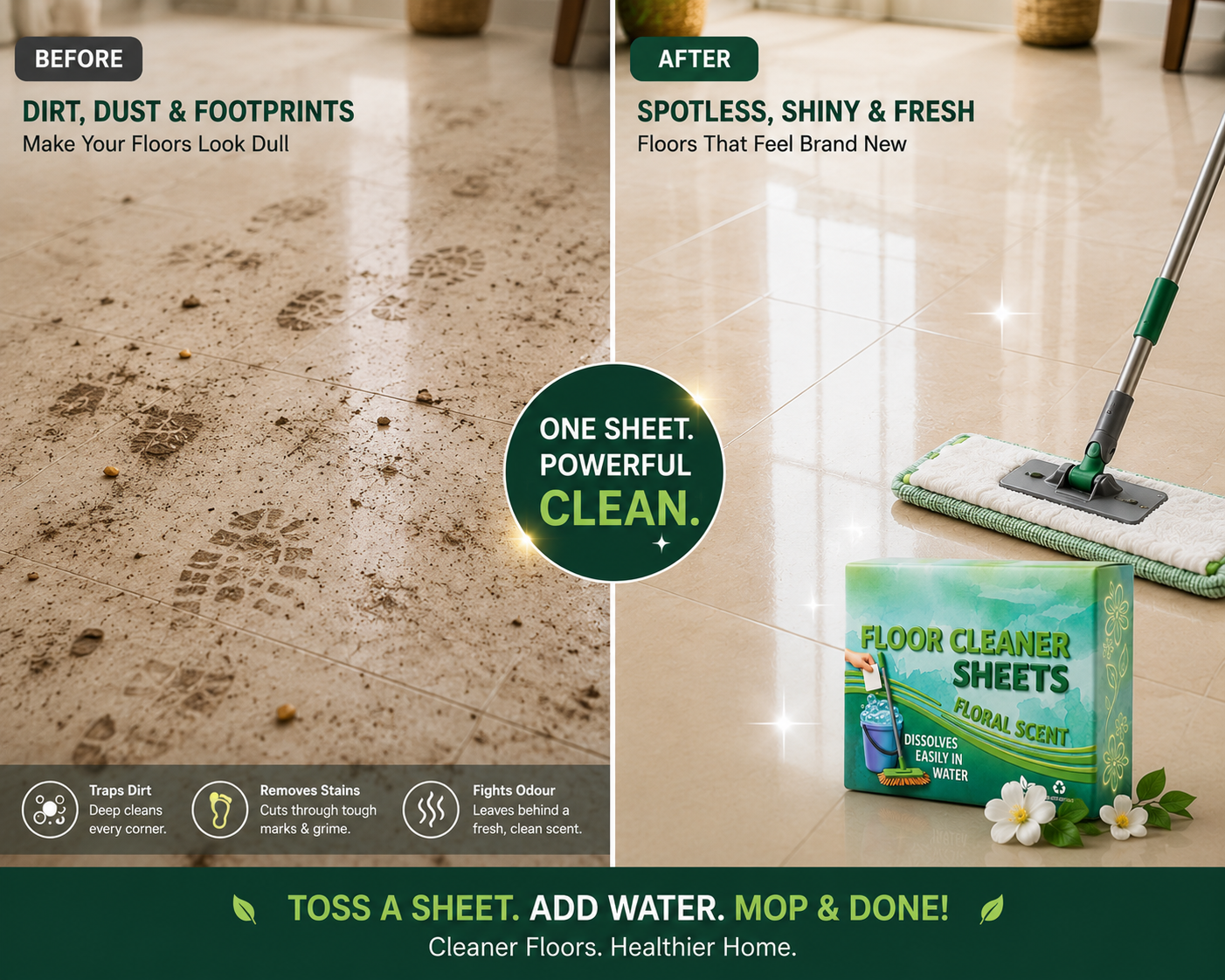 Clean Floor Luxe Dissolving Sheets (30 Pack) | Now ₹499 + Free Cash on Delivery