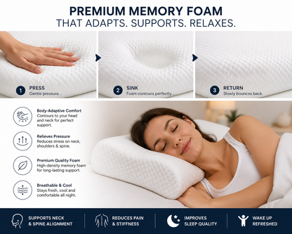 Ortho Sculpt Memory Foam Cervical Pillow | Wake Up Pain-Free + Free COD