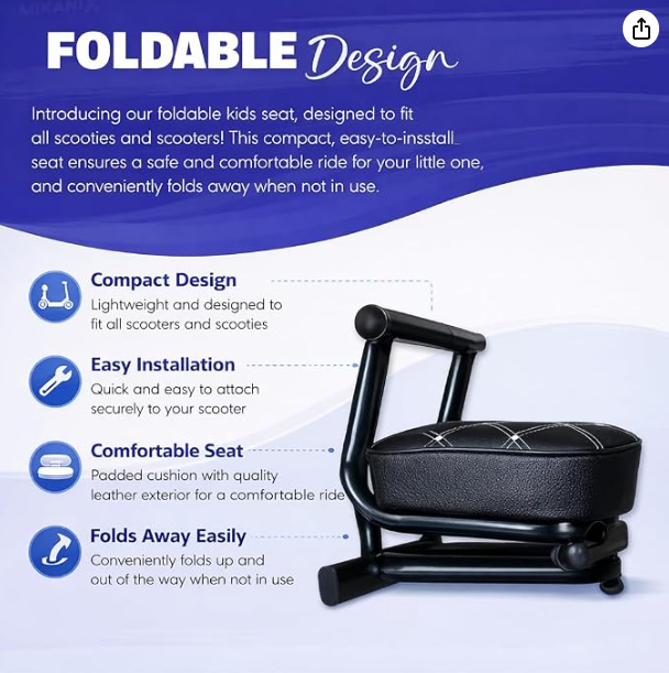 Ultra-Comfort Tailored Folding Child Seat for - All Activa