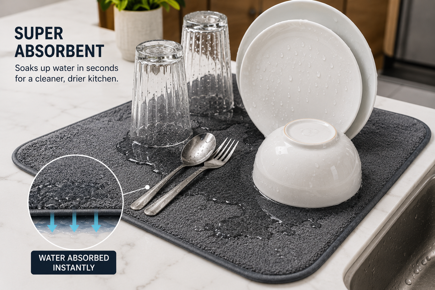 Aqua Dry Ultra Kitchen Mat (Pack of 2) | Get FREE Cash on Delivery Today
