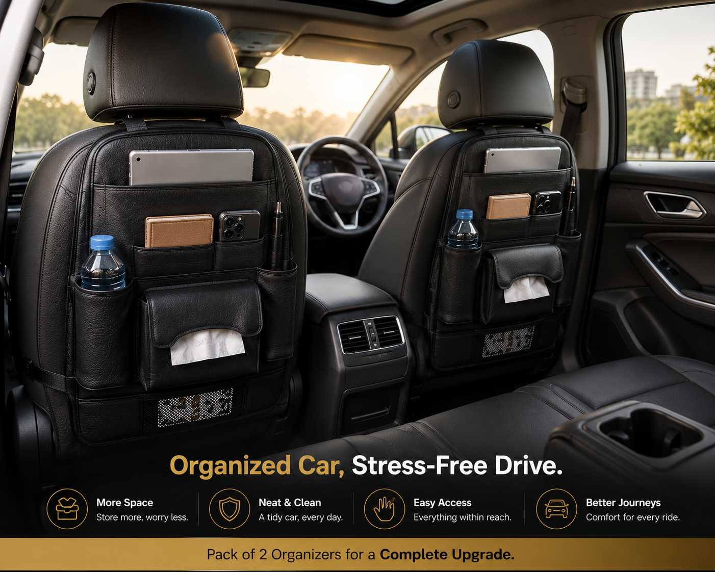 Aero Ride Premium Seat Organizer (Pack of 2) | Flat ₹1299 + FREE Cash on Delivery