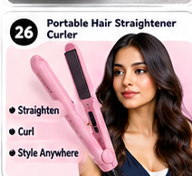Portable hair straightener and curler visual